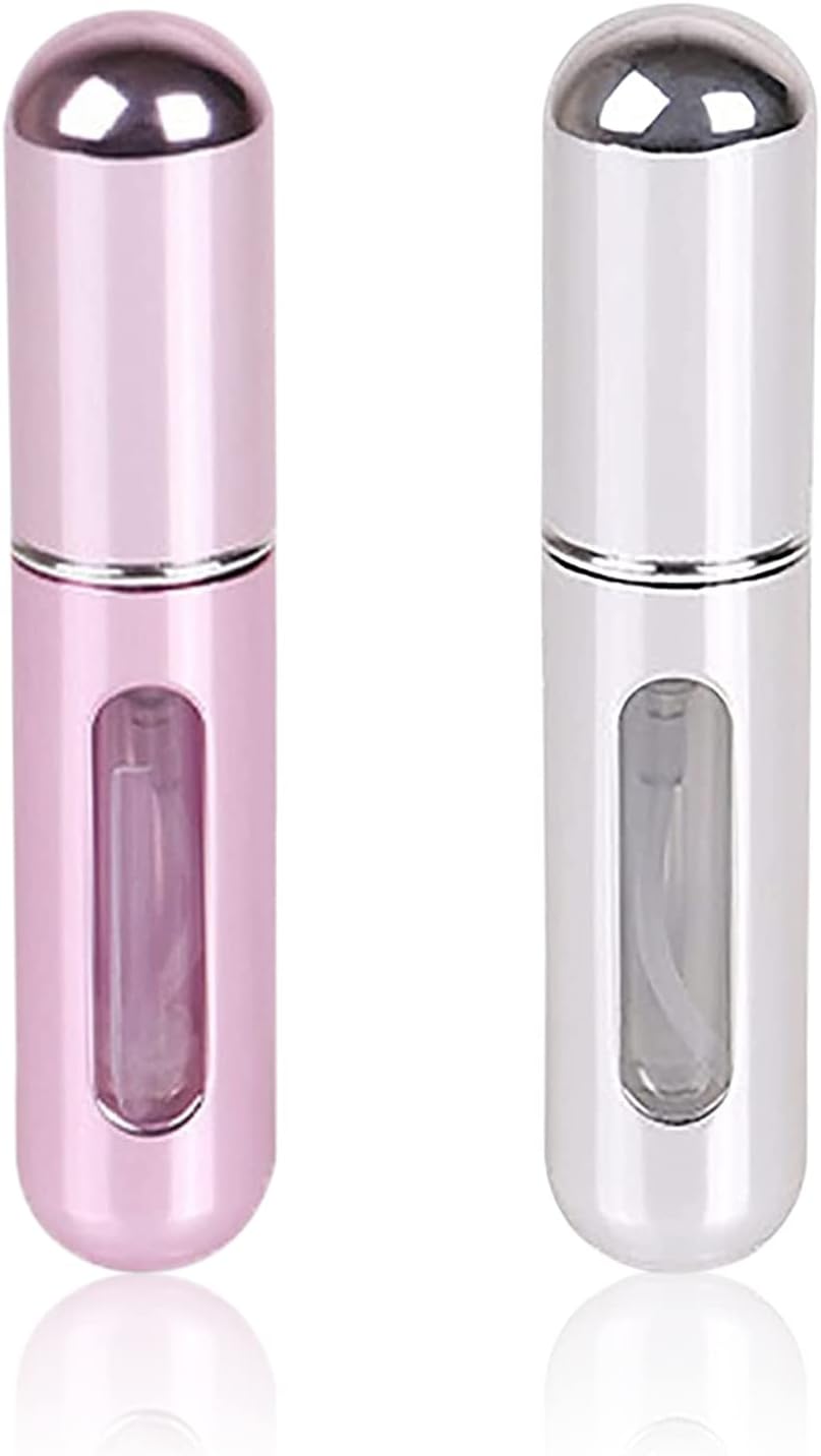 Travel Mini perfume Refillable Atomizer Container, Portable, Travel Size, Scent Pump Case, Fragrance Empty spray bottle for Traveling and Outgoing 5ml (2Pcs) (Multicolor)