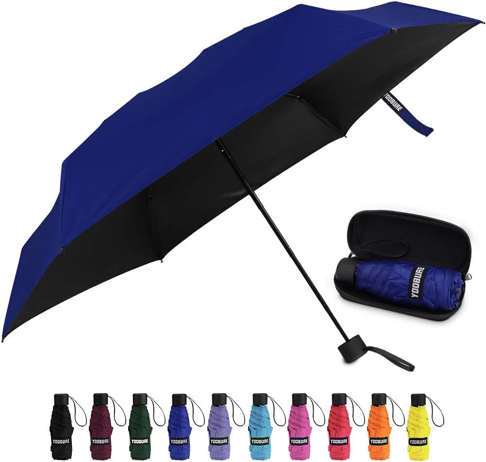 Yoobure Small Mini Umbrella with Case Light Compact Design Perfect for Travel Lightweight Portable Parasol Outdoor SunRain Umbrellas