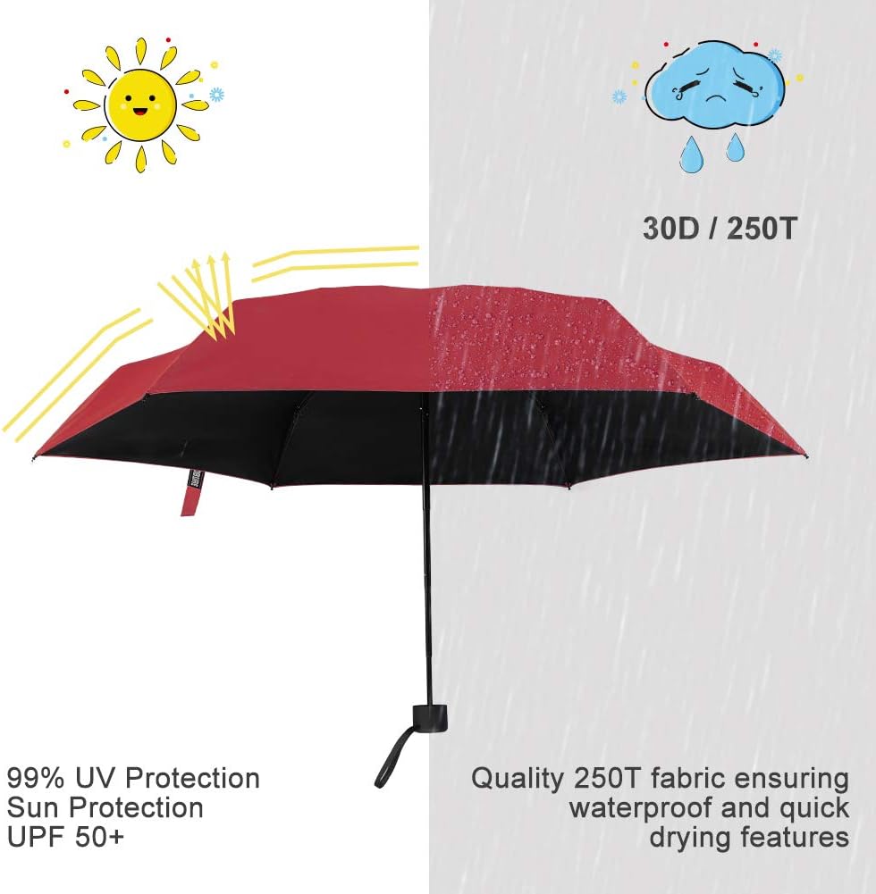 Yoobure Small Mini Umbrella with Case Light Compact Design Perfect for Travel Lightweight Portable Parasol Outdoor SunRain Umbrellas