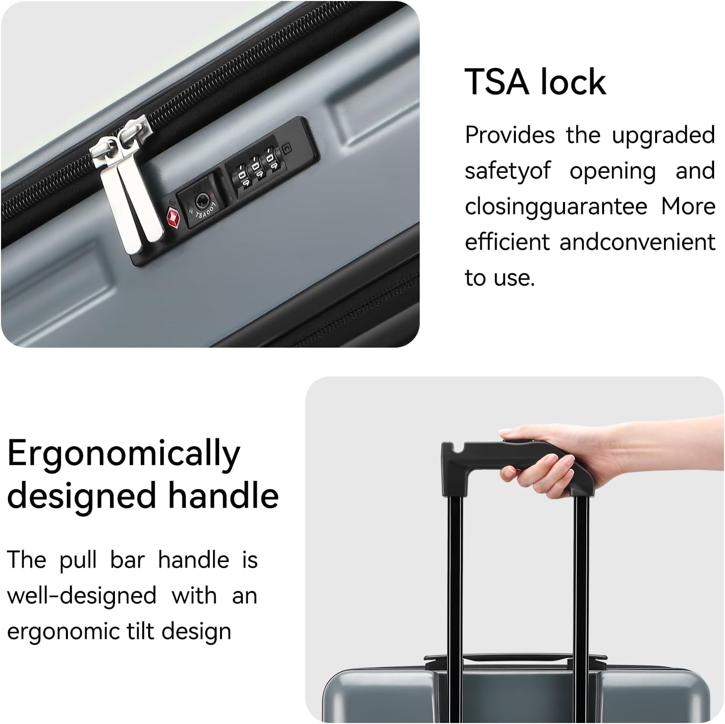 Carry On Luggage 20 Inch Expandable Lightweight Hardside Carry-On Small Suitcases with Spinner Wheels Travel Carryon Luggage with USB Charging Port , Suit case tsa Approved Locks , Cup Holder , Grey