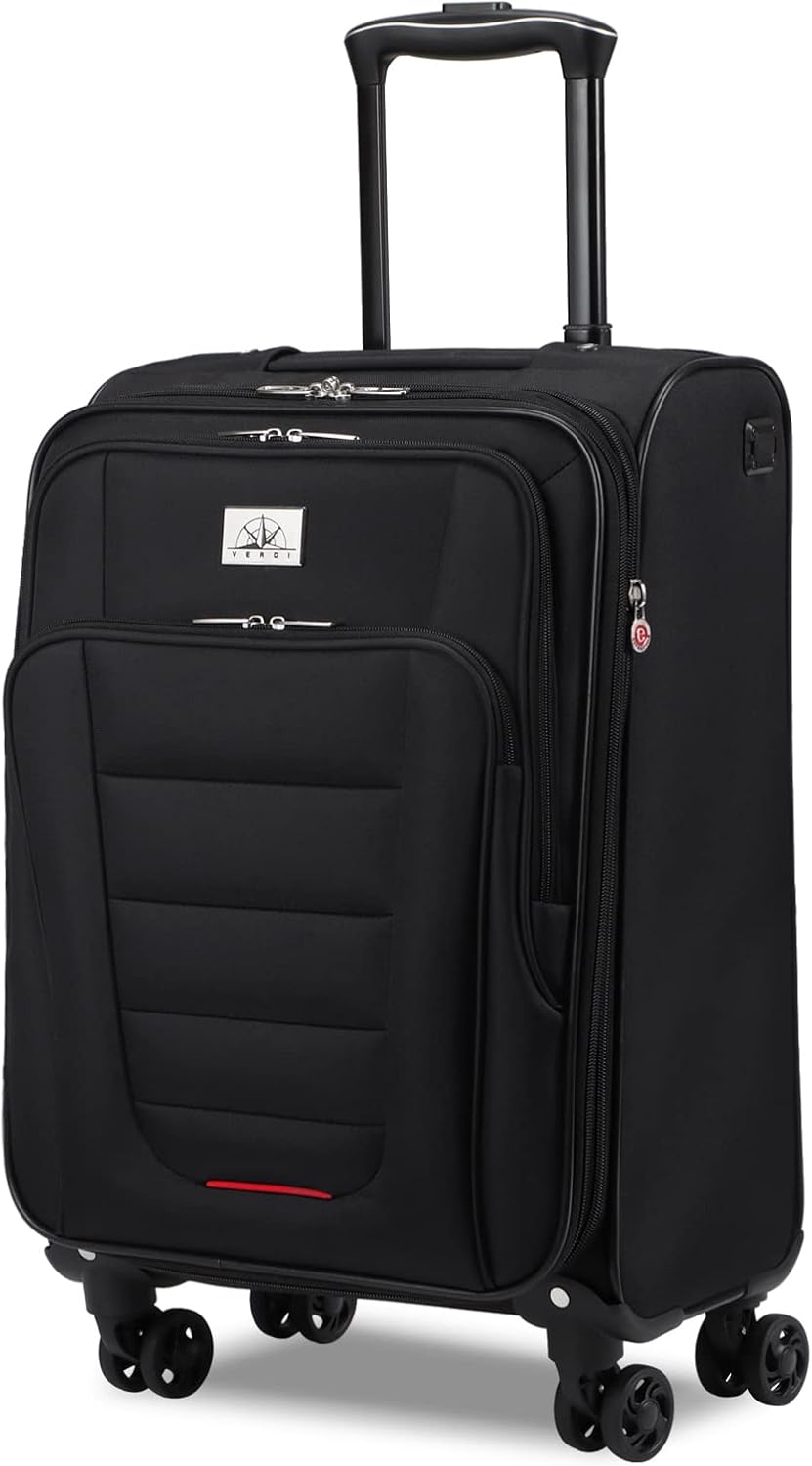 Verdi Travel Carry On Luggage with Spinner Wheels Softshell Lightweight Expandable 20 Inch Suitcase with USB Charging Port and 8-wheel Spinners Carryon Bag